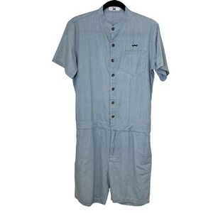 Sir Romper Mens Romp-him Slim Fit Light Blue‎ Chambray Shorts Romper Size Large